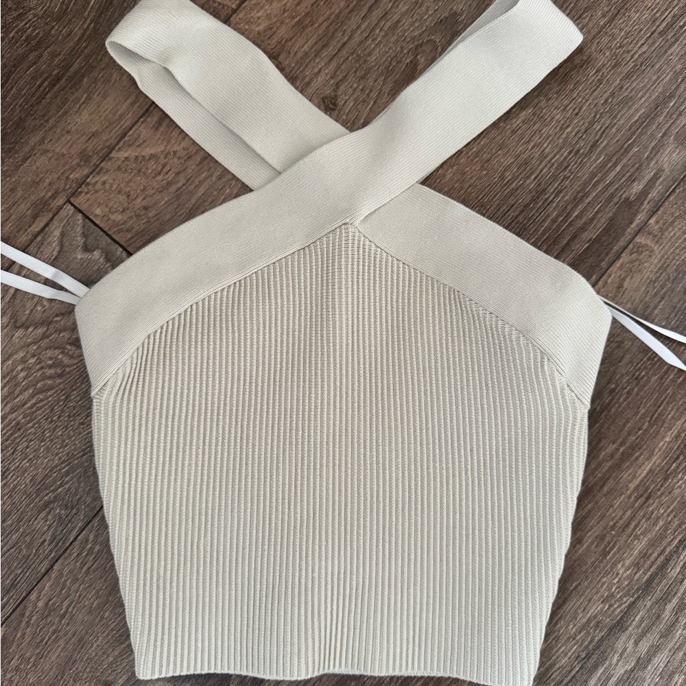 babaton criss cross crop top